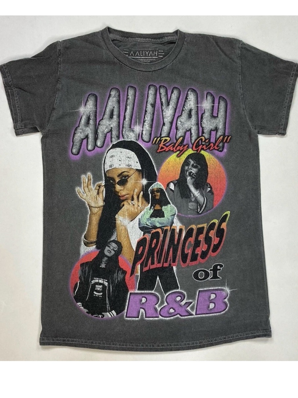 Aaliyah Princess Of R&B Graphic T-shirt Small Gray Short Sleeve Music NEW NWT